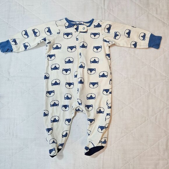 Baby Boy Footed Pajamas Sleepers Size 0-3M Lot of 6 Zippered Animal Prints - Picture 5 of 14